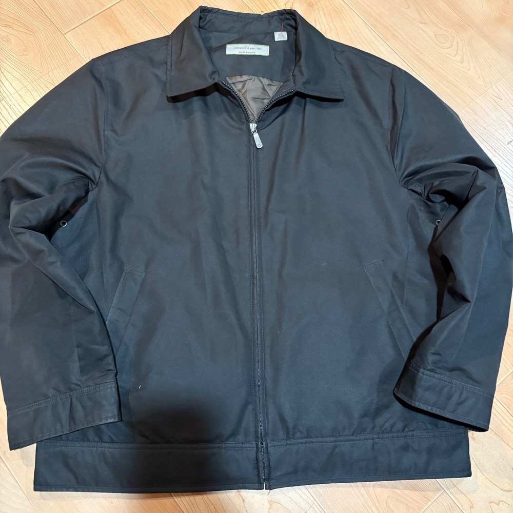 Joseph Abboud Mens Black Harrington Jacket Full Zip Quilted Lining Size Large